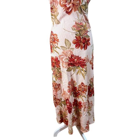Anthropologie Paper Heart Pink Floral Sleeveless Linen Midi Dress Size MED NWT - Picture 3 of 9